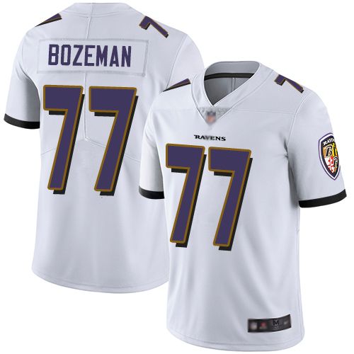 Baltimore Ravens Limited White Men Bradley Bozeman Road Jersey NFL Football #77 Vapor Untouchable